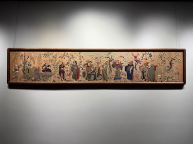 Qing Dynasty Shu Embroidery Panel with Opera Character Motifs