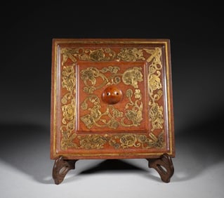 Hetian Jade Square Mirror with Gilt Decorations