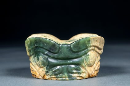 Pre-Ming Hongshan Culture Jade Cong with Animal Mask Motif