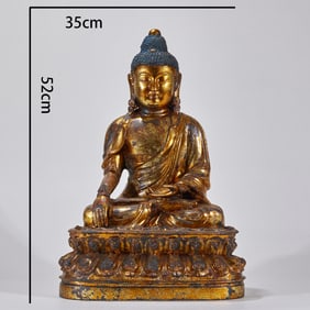 Gilt-Lacquered Bronze Sakyamuni Buddha Statue