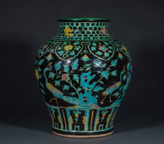 Fahua Glazed Jar with Flower Motifs