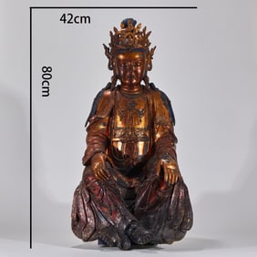 Gilt-Lacquered Bronze Seated Guanyin Statue