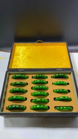 A Set of Jadeite Bracelets with "Hundred Longevity" Motifs