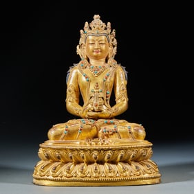 Qing Dynasty Gilt Bronze Amitayus Buddha Statue