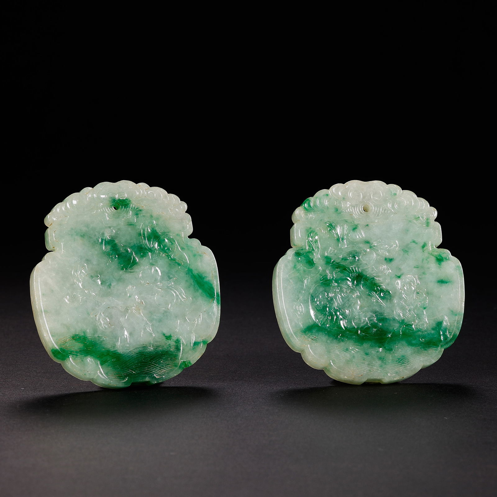 Pair of Qing Dynasty Jadeite Plaques (1 of 9)