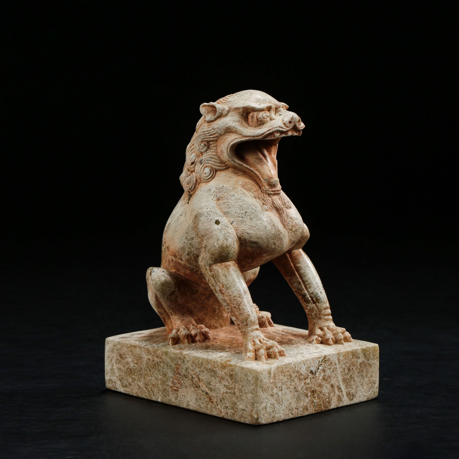 Pre-Ming Dynasty White Marble (Han Bai Yu) Auspicious Beast Paperweight: Pre-Ming Dynasty White Marble (Han Bai Yu) Auspicious Beast PaperweightH.12cm W.8.5cm