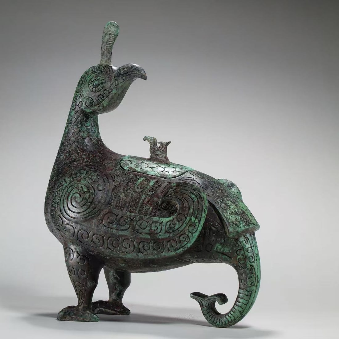 Pre-Ming Dynasty Bronze Zun Vessel in the Form of a Bird (1 of 8)