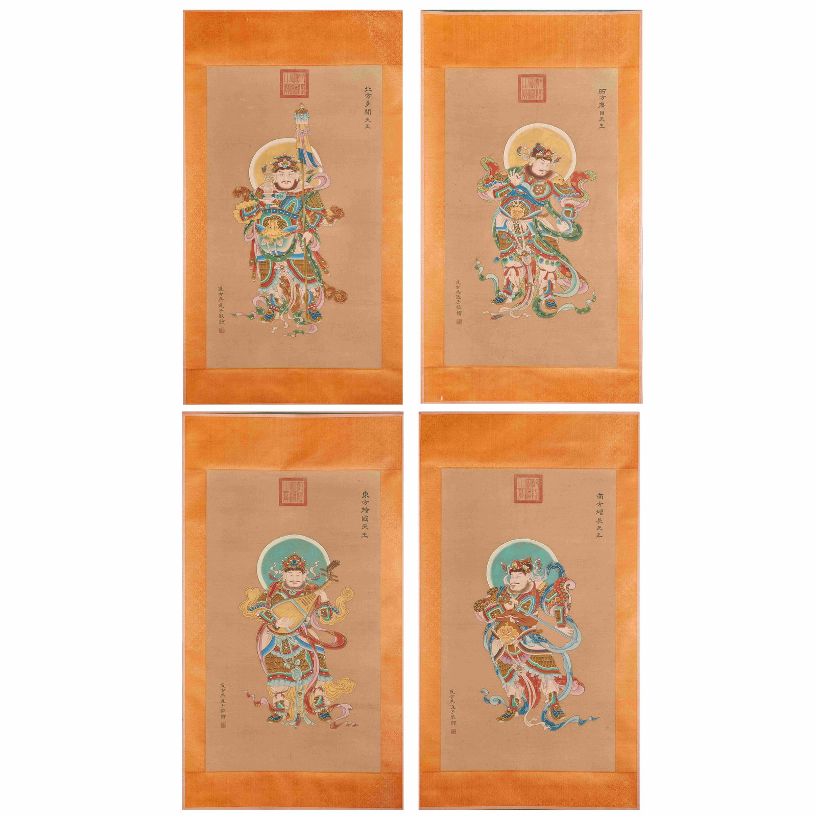Wu Daoxian "Four Heavenly Kings" Treasure: Wu Daoxian "Four Heavenly Kings" TreasureH.89cm W.49cm