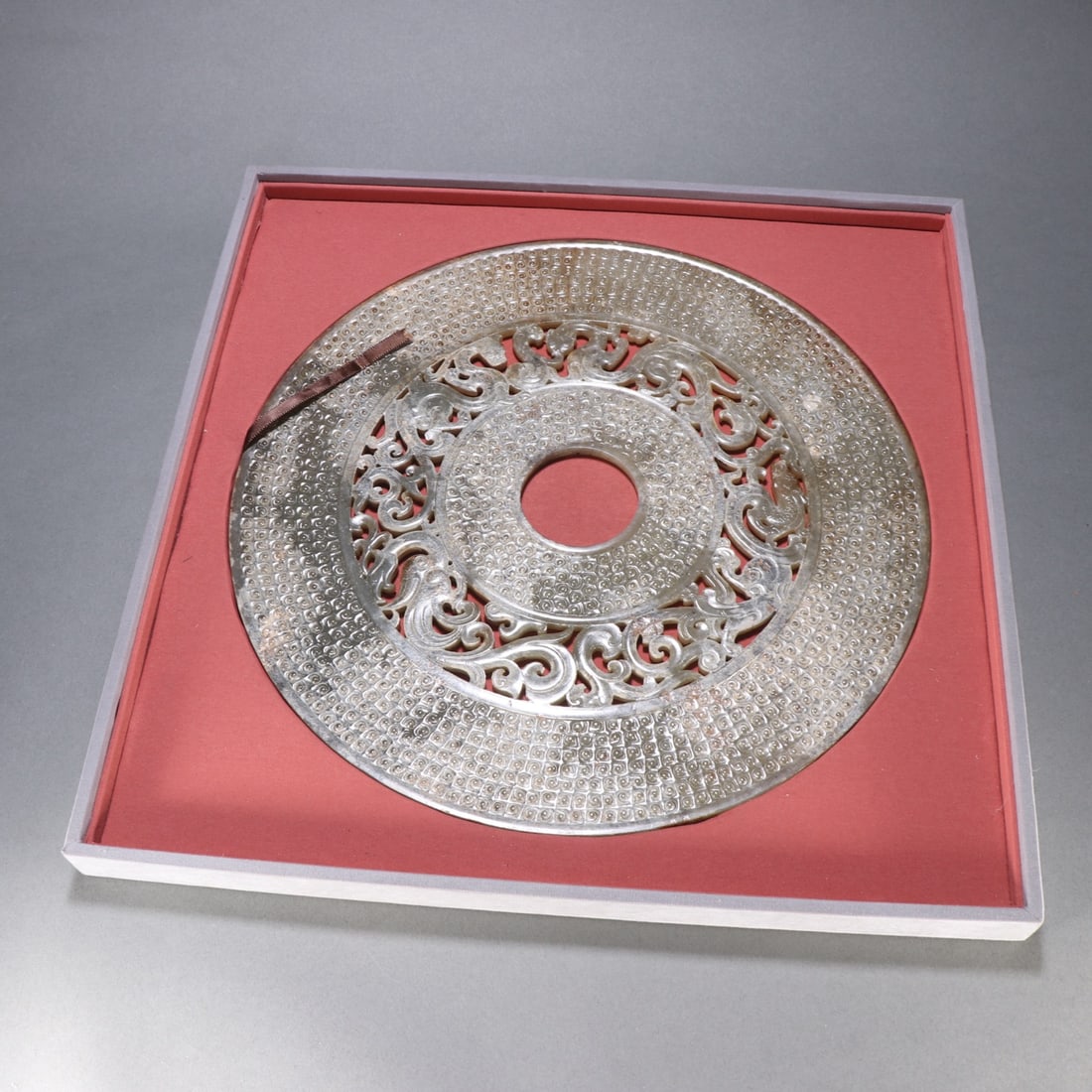 Han Dynasty Archaic Jade Bi Disc with Dragon and Phoenix Motifs (1 of 9)