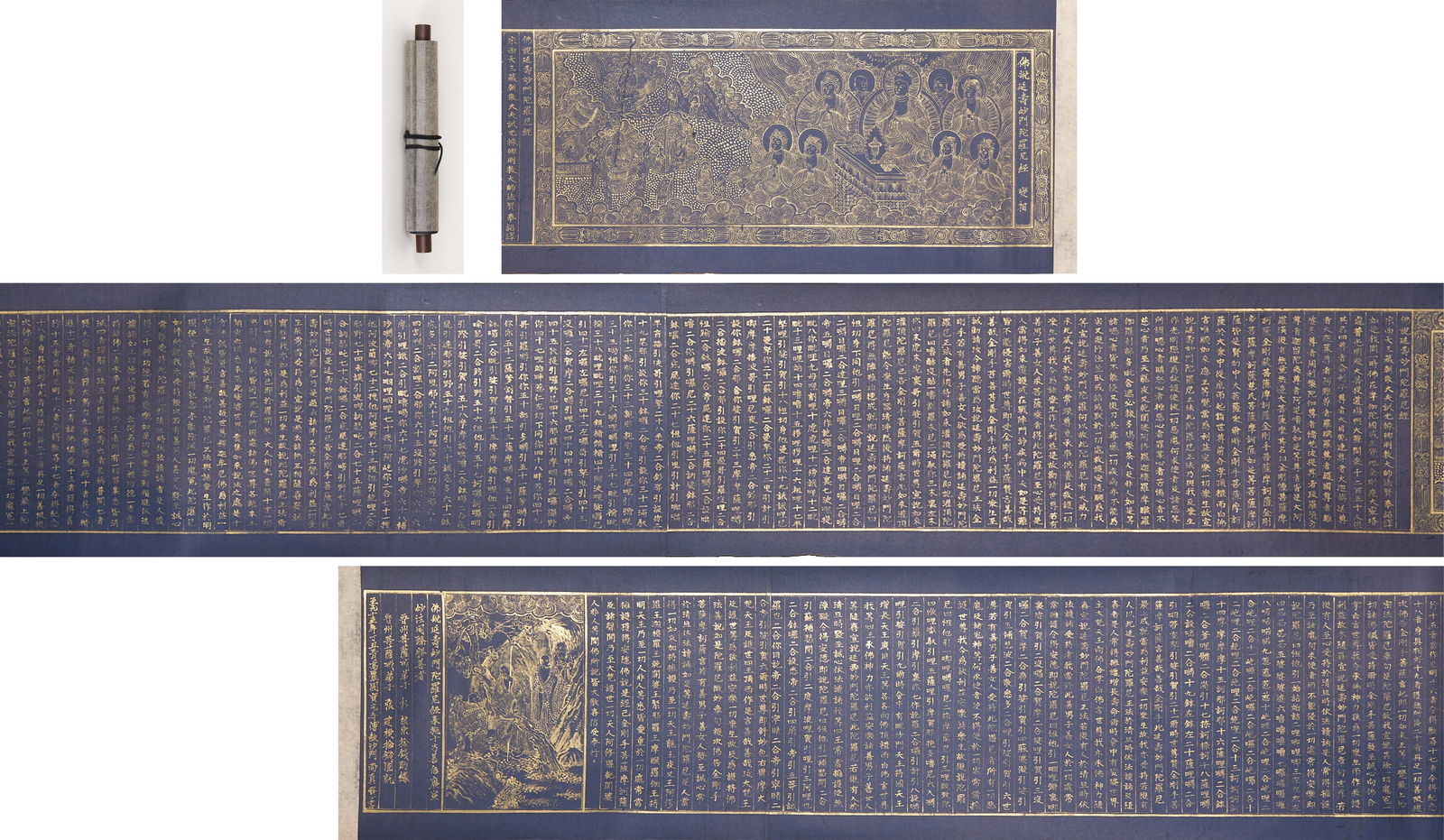 Gold-Painted Hand-Copied "Sutra of the Wonderful Gate to Longevity Dharani" (1 of 12)