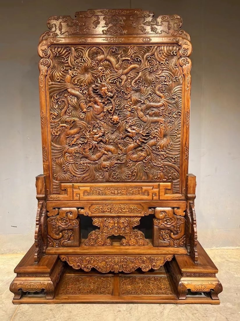 Huanghuali Wood Table Screen with Dragon Motif (1 of 9)