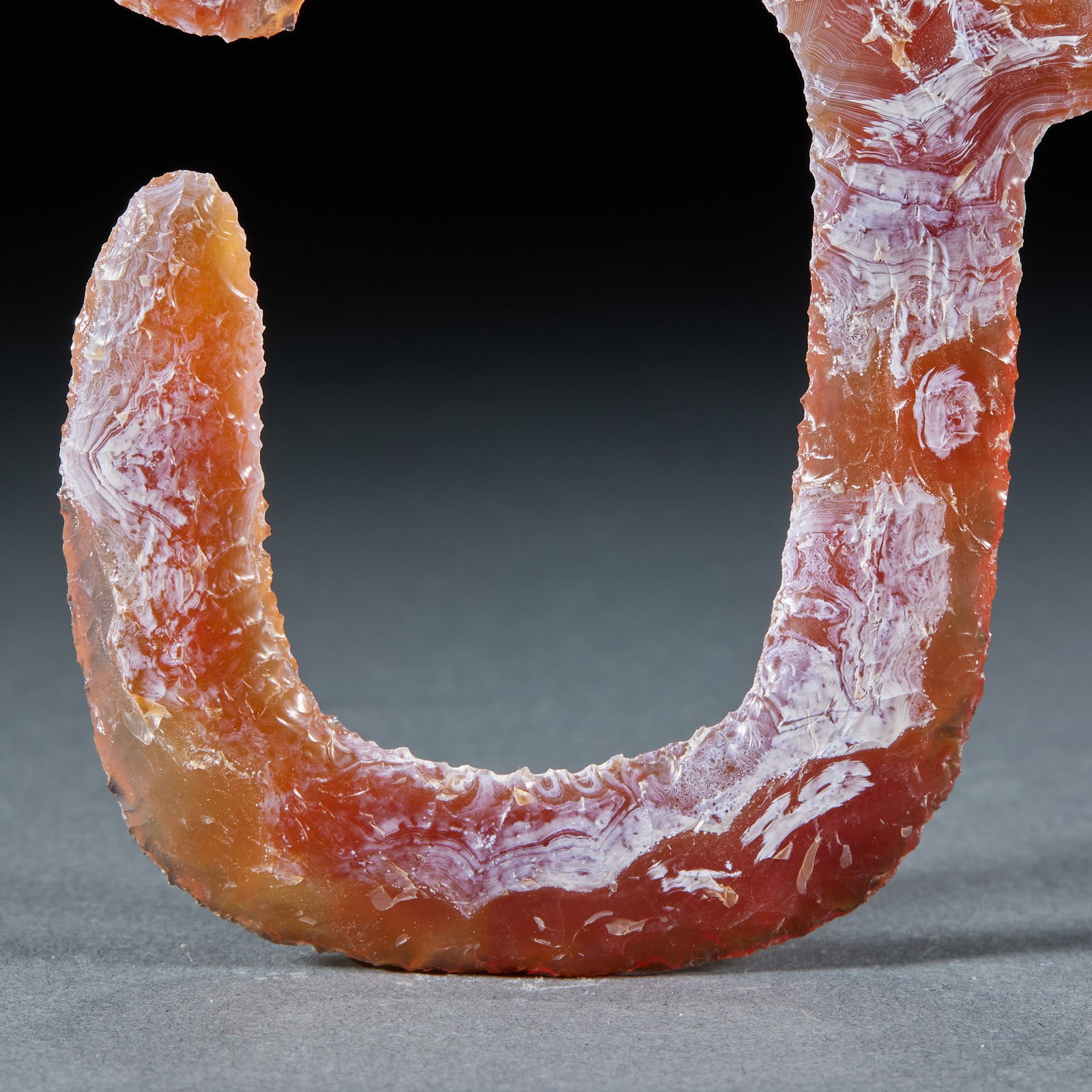 Agate Knapped C-Shaped Dragon - 3