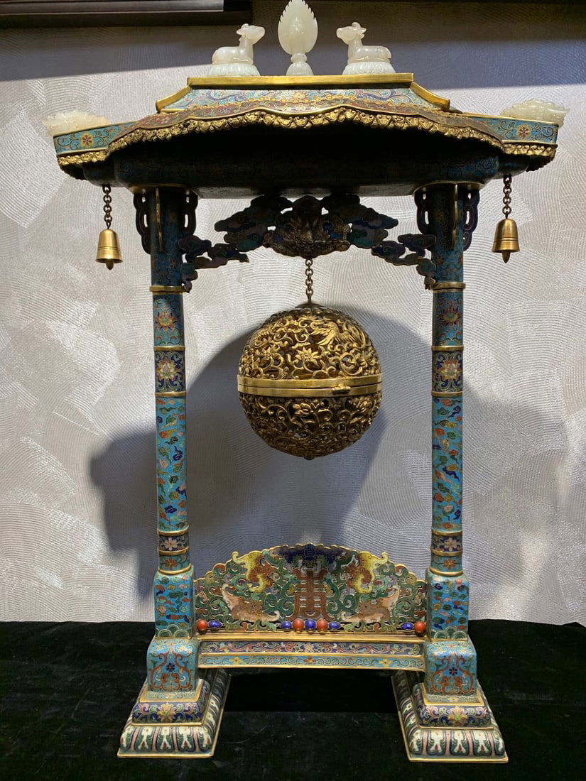 Cloisonné Enamel Censer Inlaid with Jade (1 of 9)