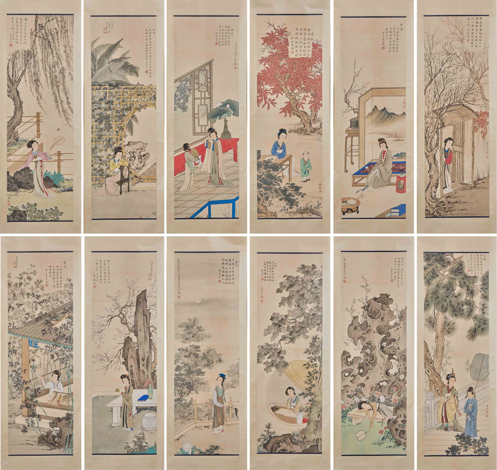 Chen Shaomei, Twelve Beauties of Jinling: Chen Shaomei, Twelve Beauties of Jinling: A color painting on paper, created via traditional meticulous heavy color combined with free and meticulous brushwork, featuring delicate and smooth lines and