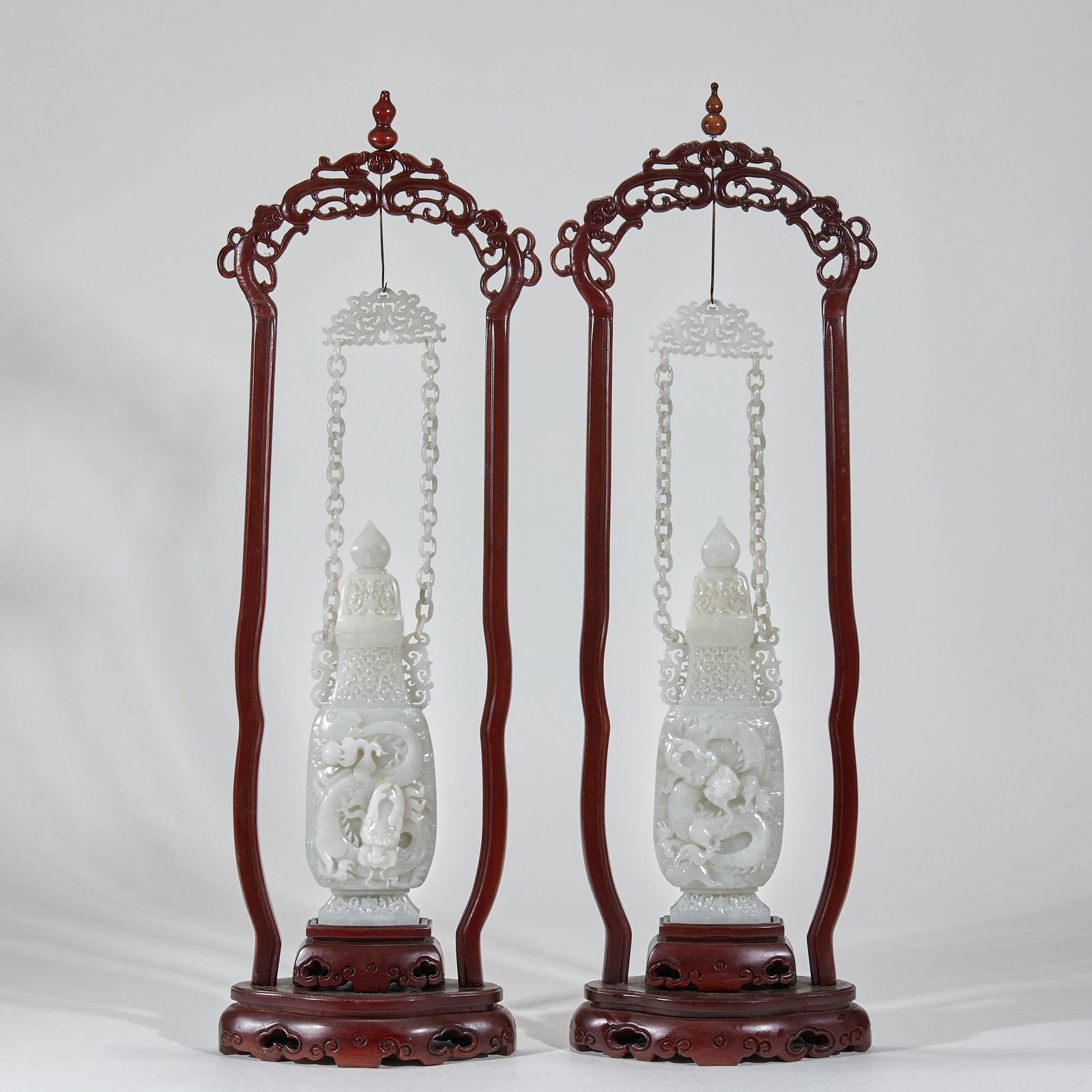 Pair of Hetian Jade Chain Vases (1 of 13)
