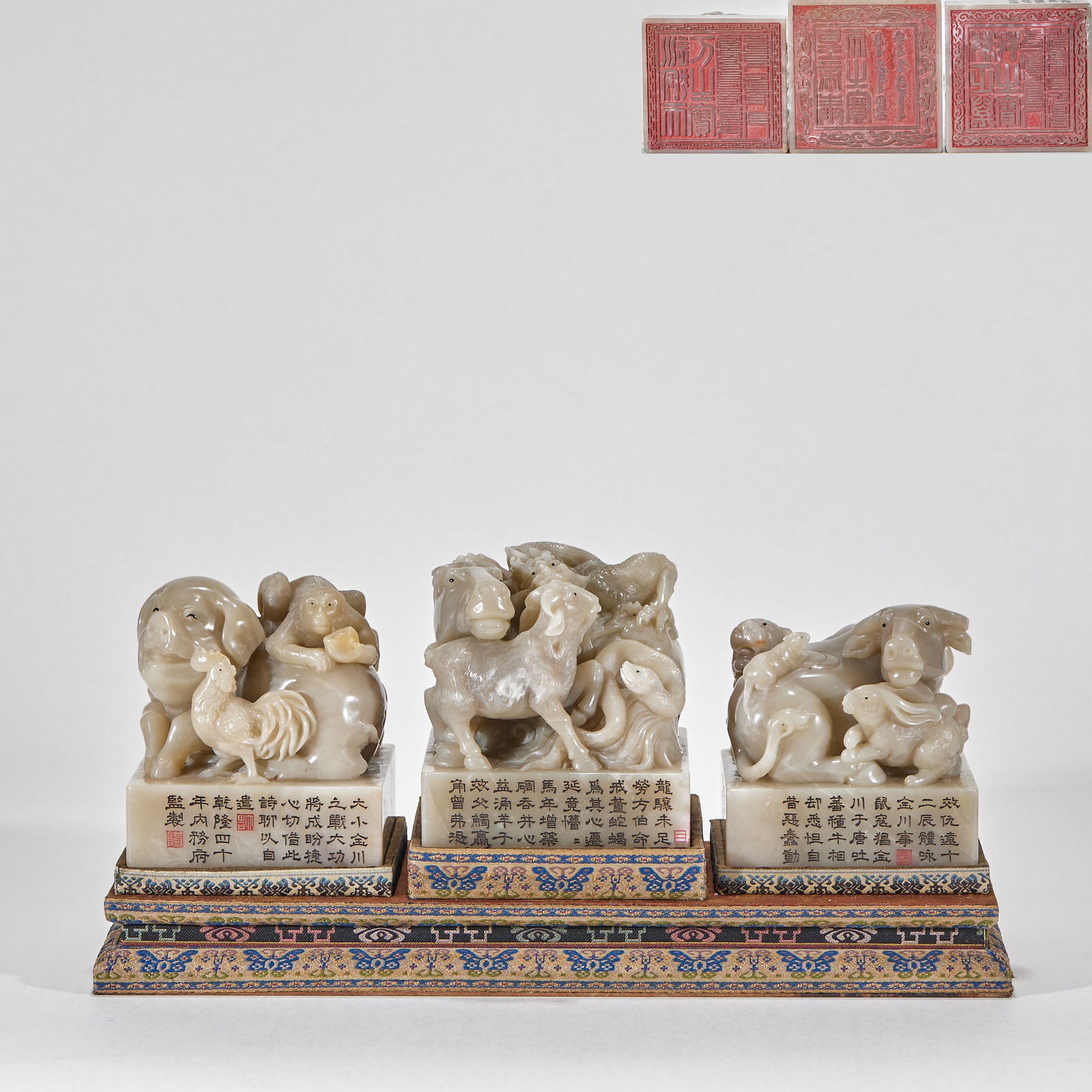 Set of White Tianhuang Stone Seals of the 12 Chinese Zodiacs (1 of 14)