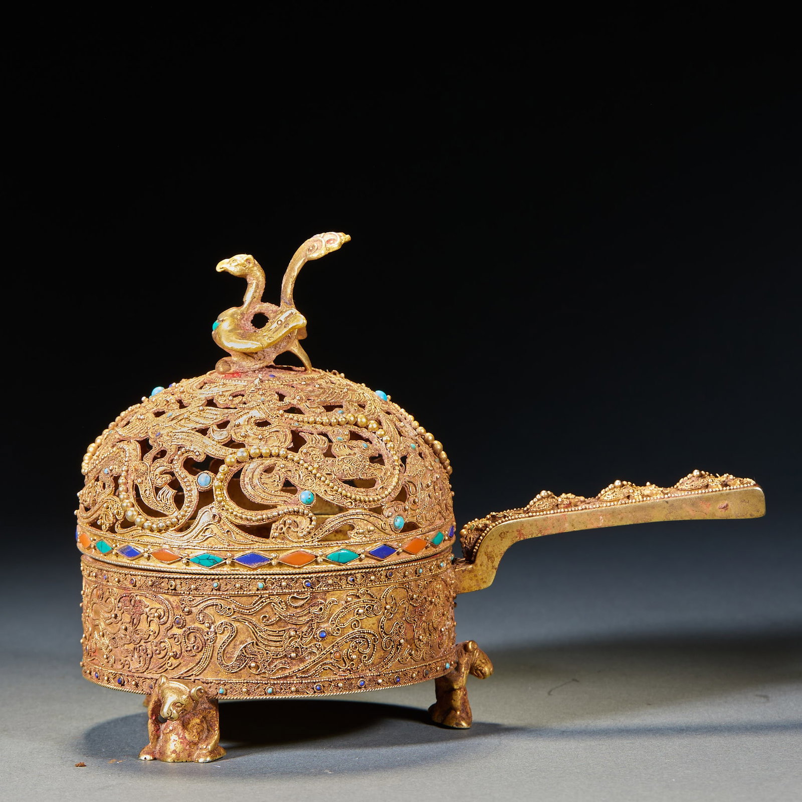 Gilt Silver Handheld Censer with Exploded Beads & Phoenix Knop (1 of 16)