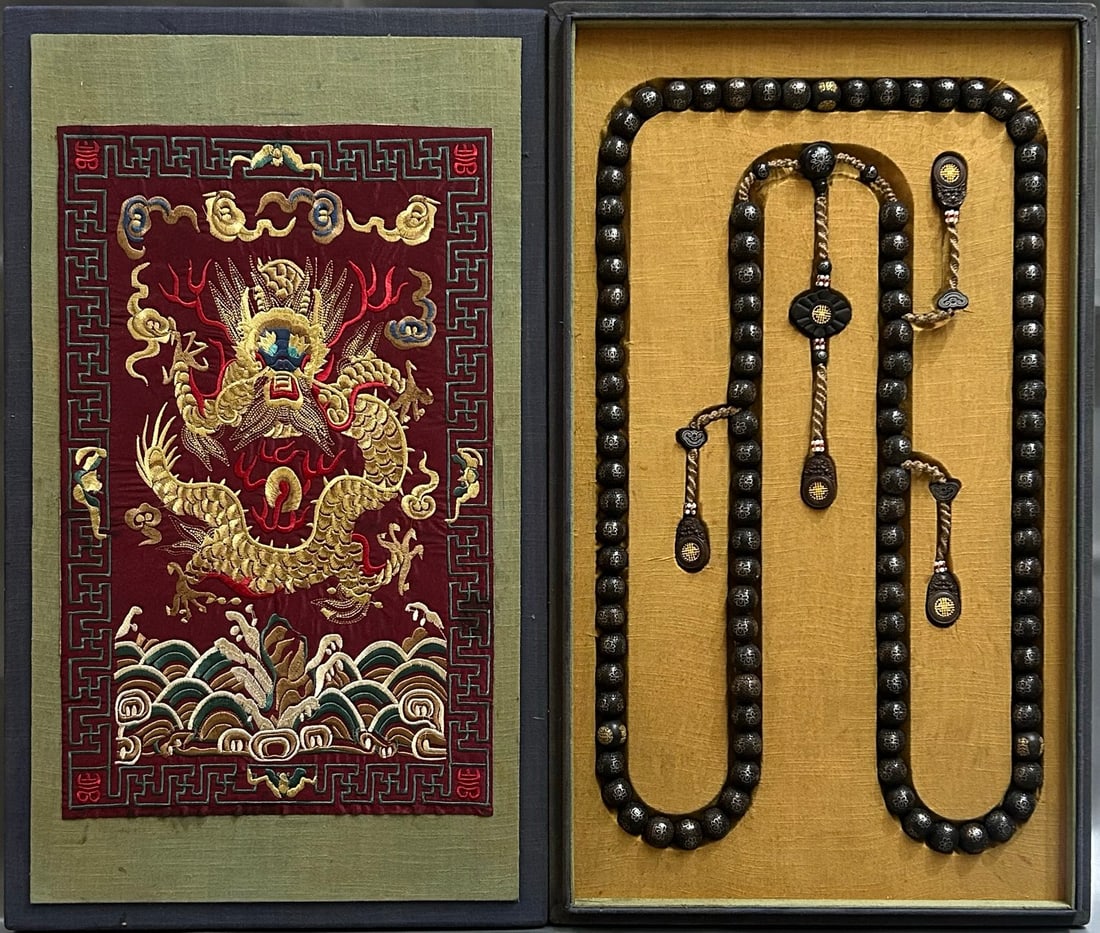 Imperial Eaglewood & Silver Filigree Court Beads (108 Lotus Beads), Qianqing Palace: Imperial Agarwood & Silver Filigree Court Beads, Hidden in Qianqing Palace: Bead body made of precious agarwood, decorated with silver filigree craftsmanship, 108 beads in total, matched with