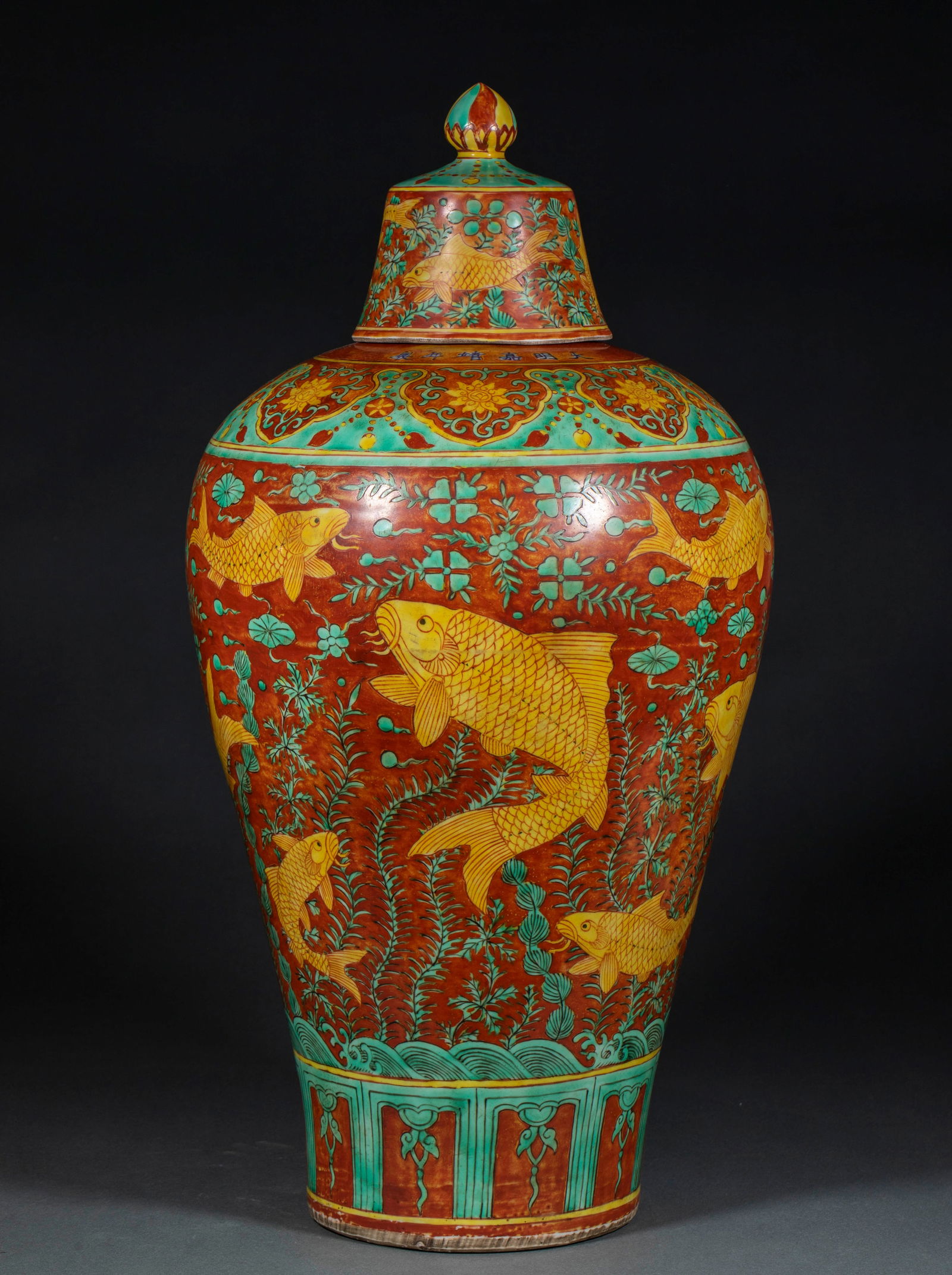 Underglaze Red Plum Vase with Fish & Algae, Jiajing Period, Ming Dynasty (1 of 13)