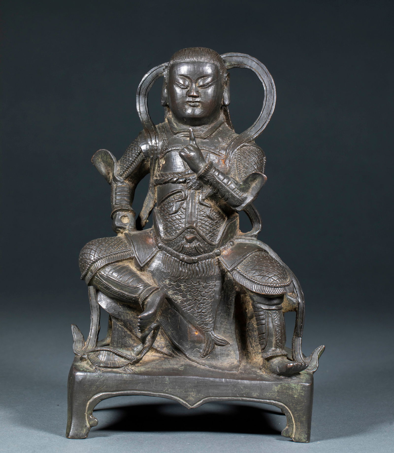 Ming or Pre-Ming Bronze Zhenwu Emperor Statue (1 of 12)