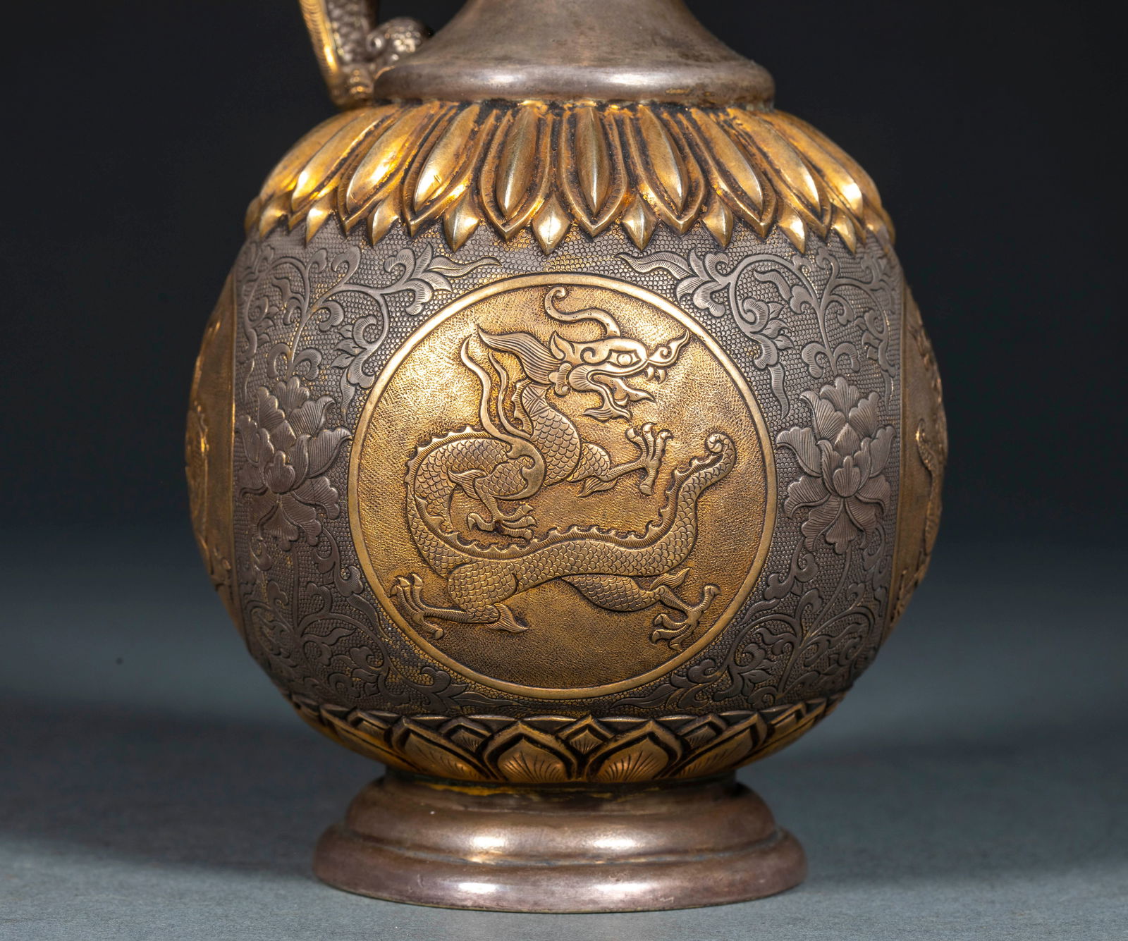 Gilt Silver Dragon Pattern Ewer - 10