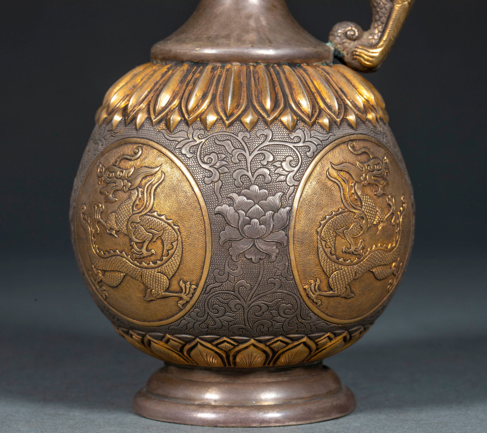 Gilt Silver Dragon Pattern Ewer - 3
