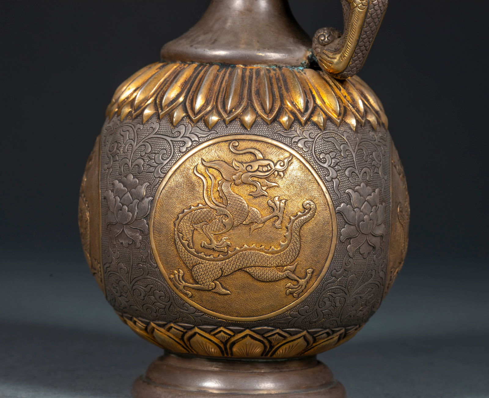Gilt Silver Dragon Pattern Ewer - 5
