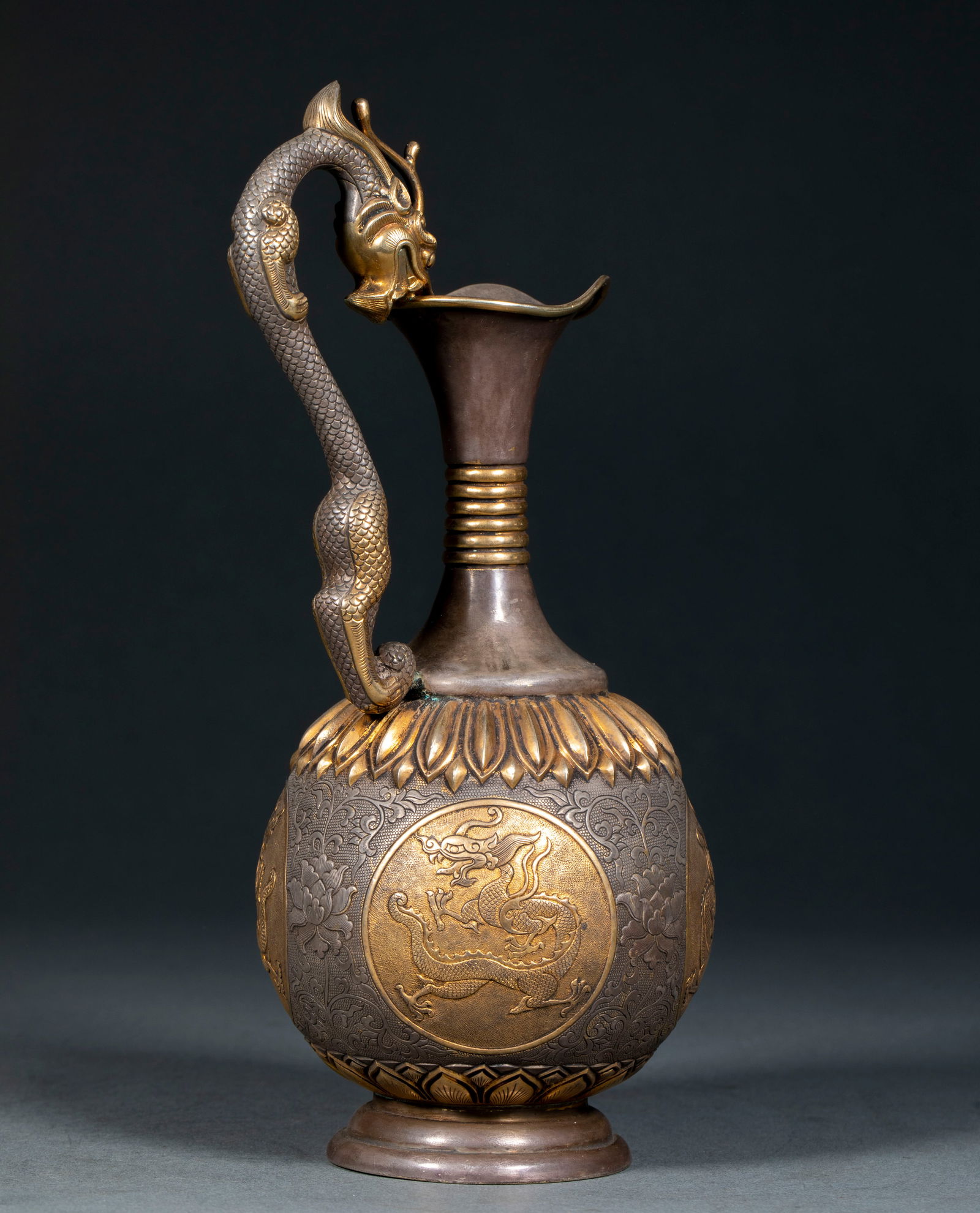 Gilt Silver Dragon Pattern Ewer - 6