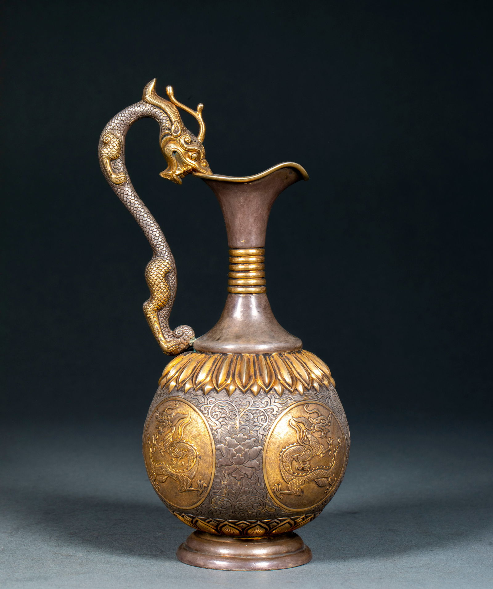 Gilt Silver Dragon Pattern Ewer - 8