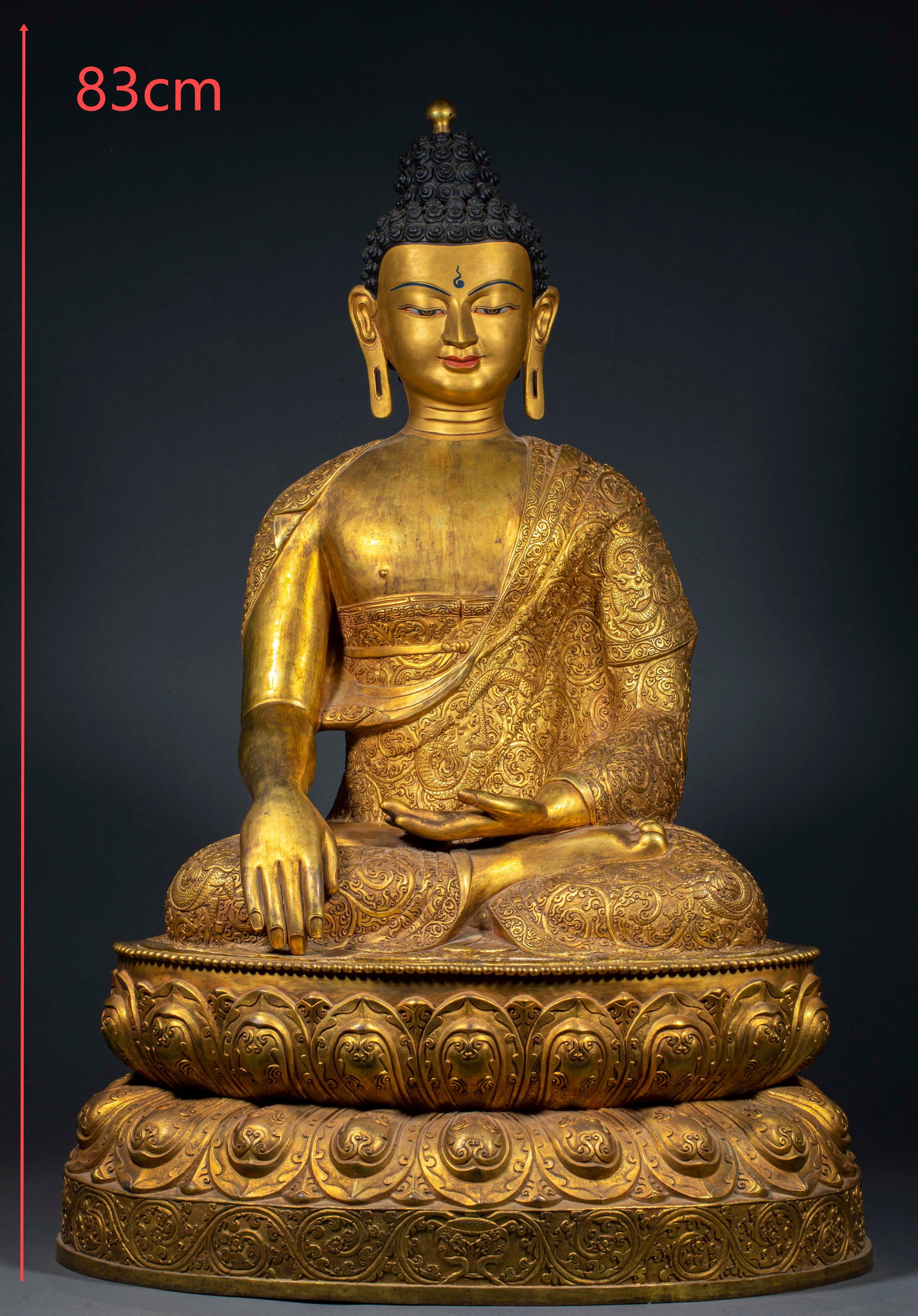 Gilt Chased Dragon Pattern Sakyamuni Buddha Statue (1 of 18)