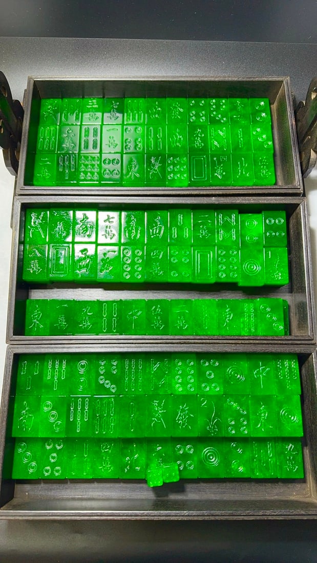 Complete Set of 144 Jadeite Mahjong Tiles (1 of 12)