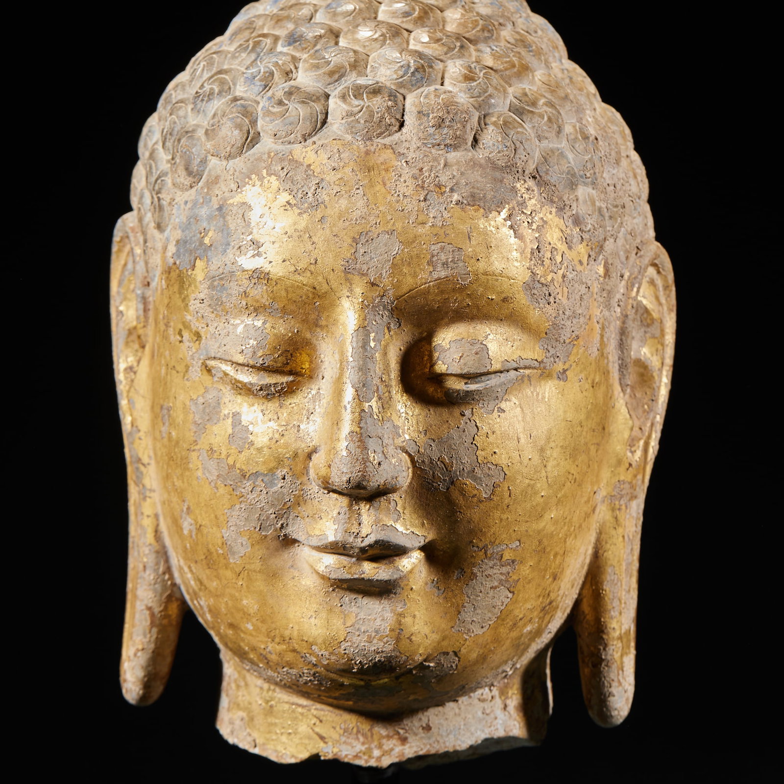 Bluestone Gilded Guanyin Head - 2