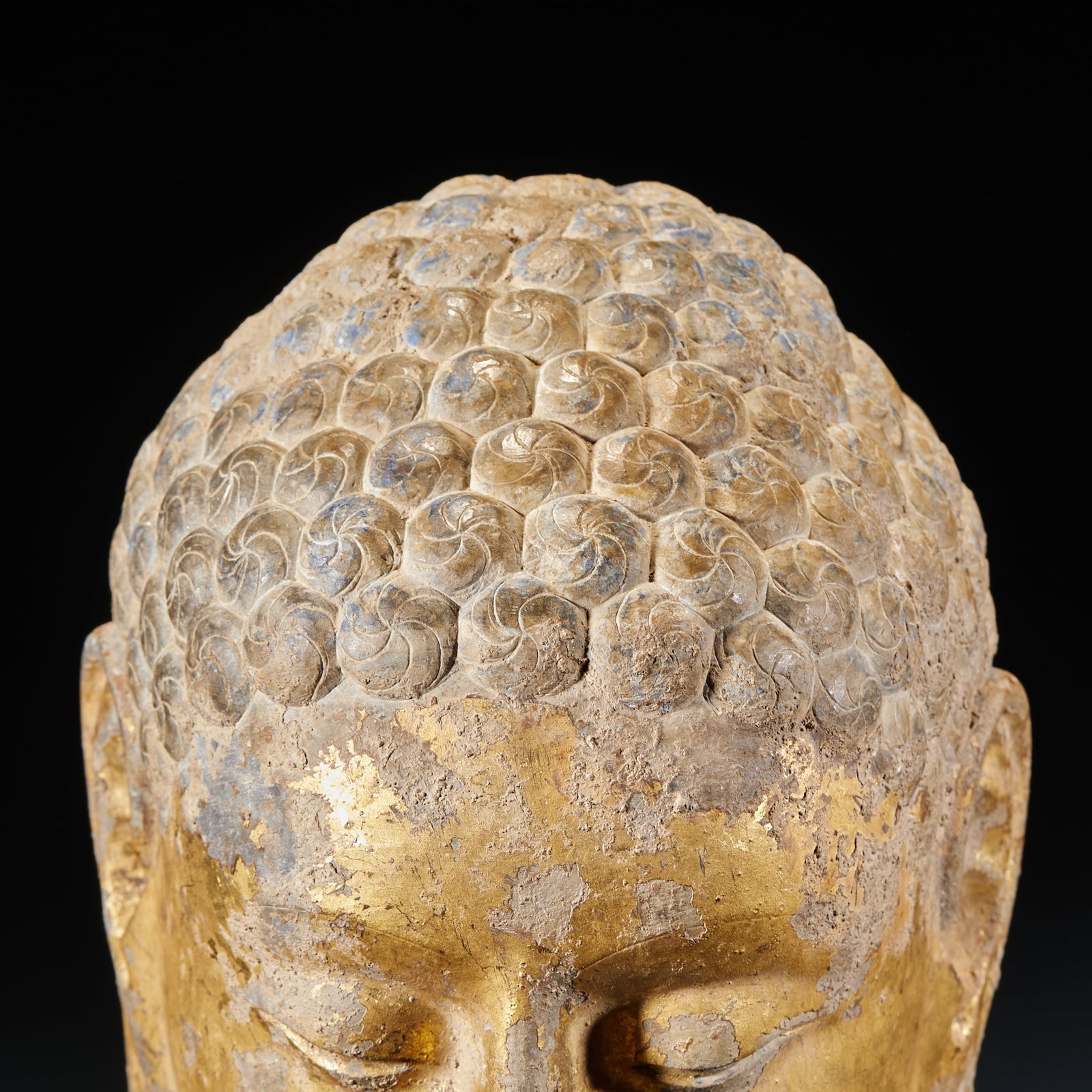 Bluestone Gilded Guanyin Head - 3