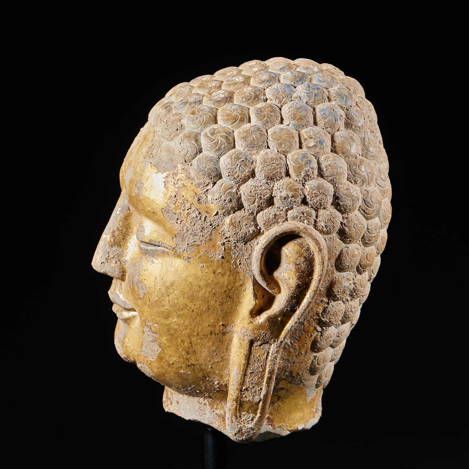 Bluestone Gilded Guanyin Head - 4