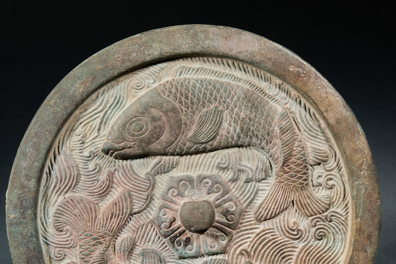 Double Fish Bronze Mirror with Original Box - 6