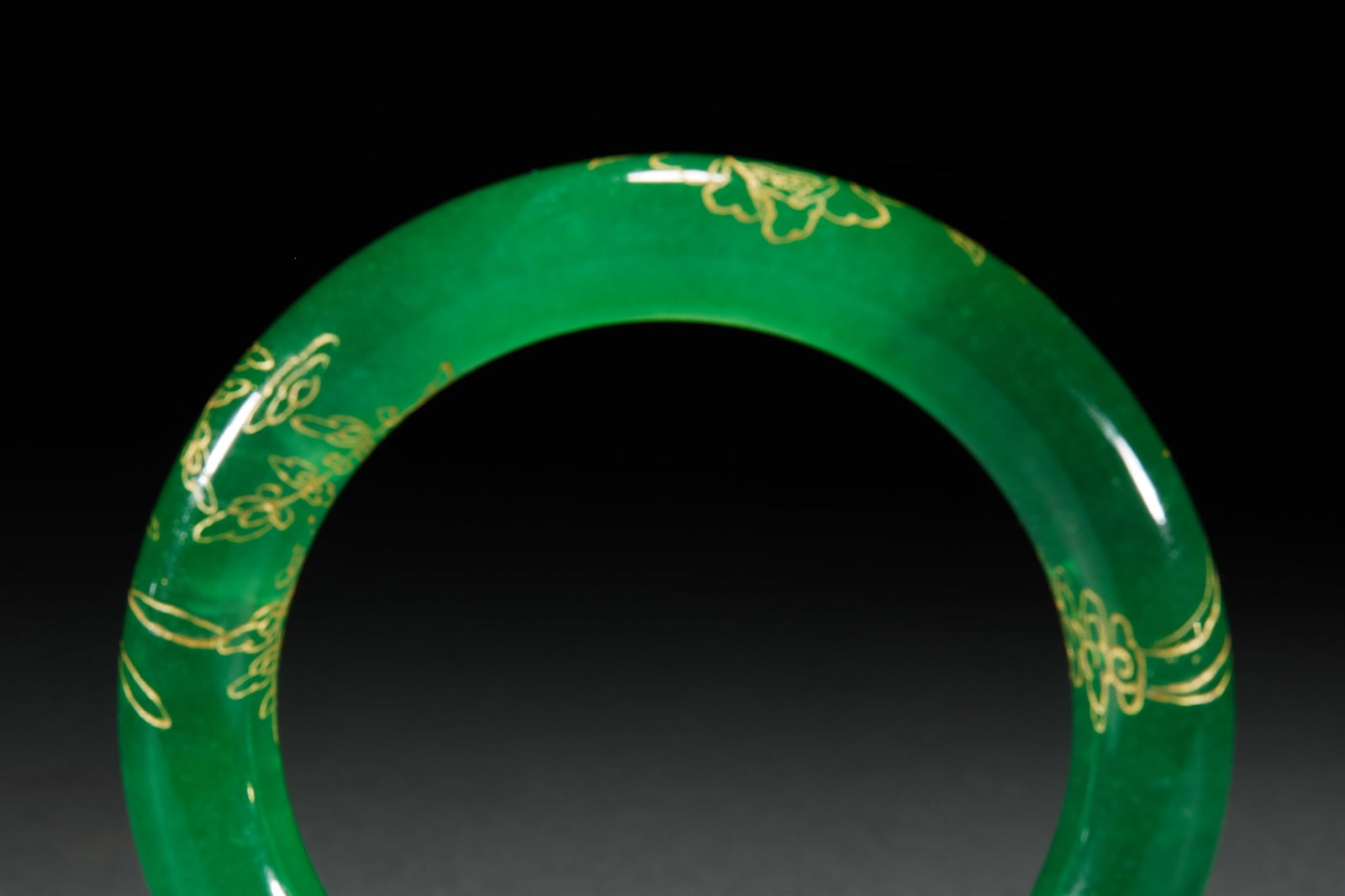 Gold Traced Jadeite Bangle - 2