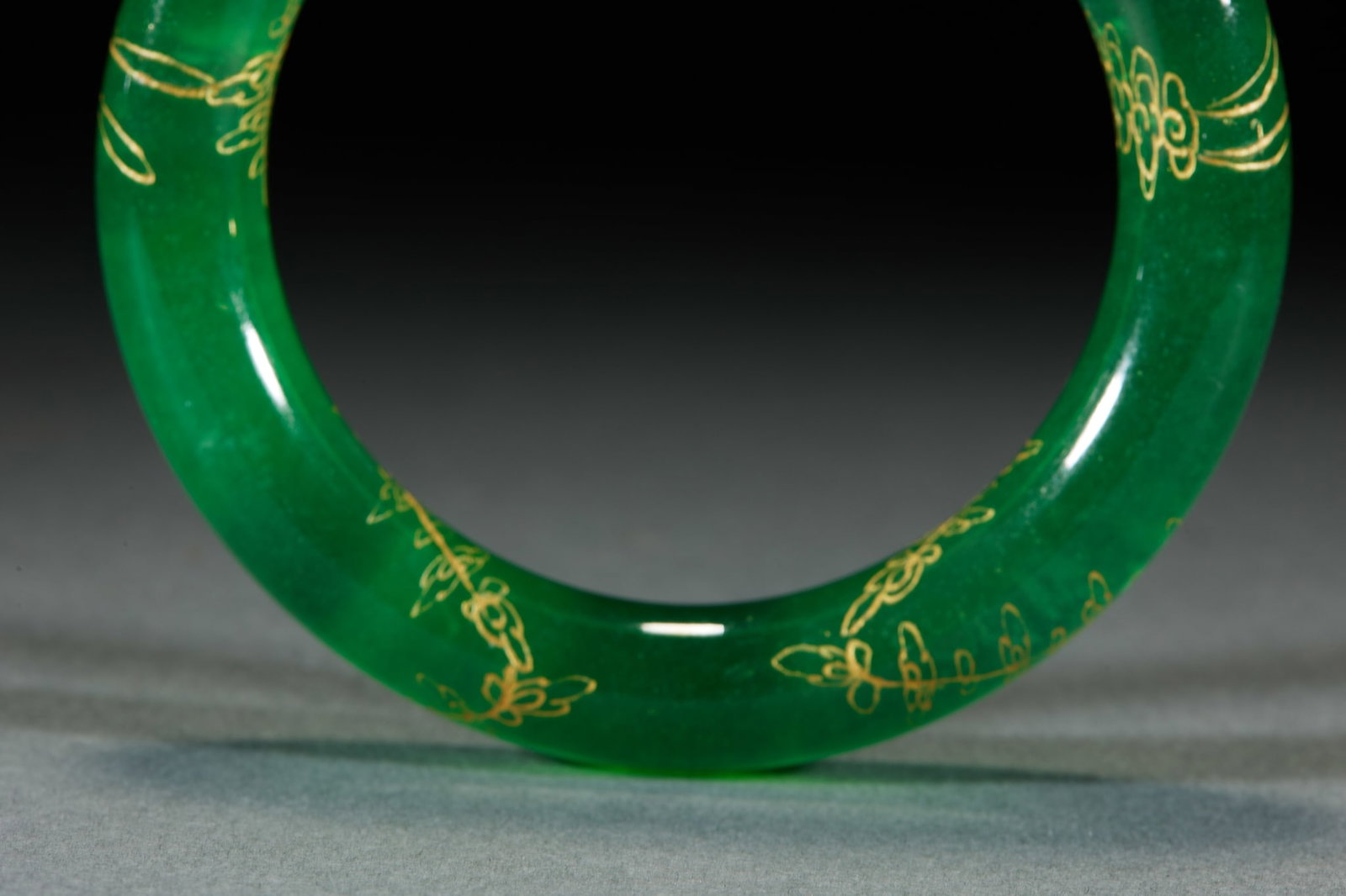 Gold Traced Jadeite Bangle - 3