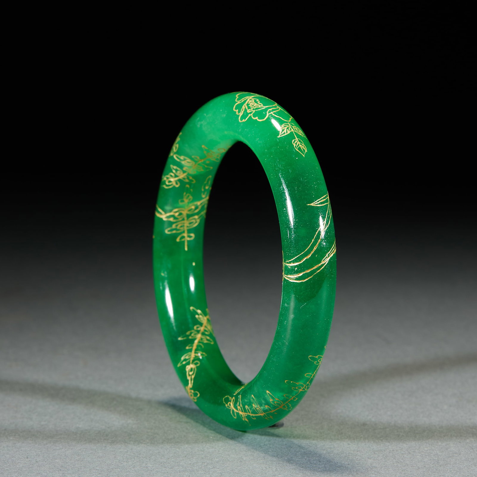 Gold Traced Jadeite Bangle - 4