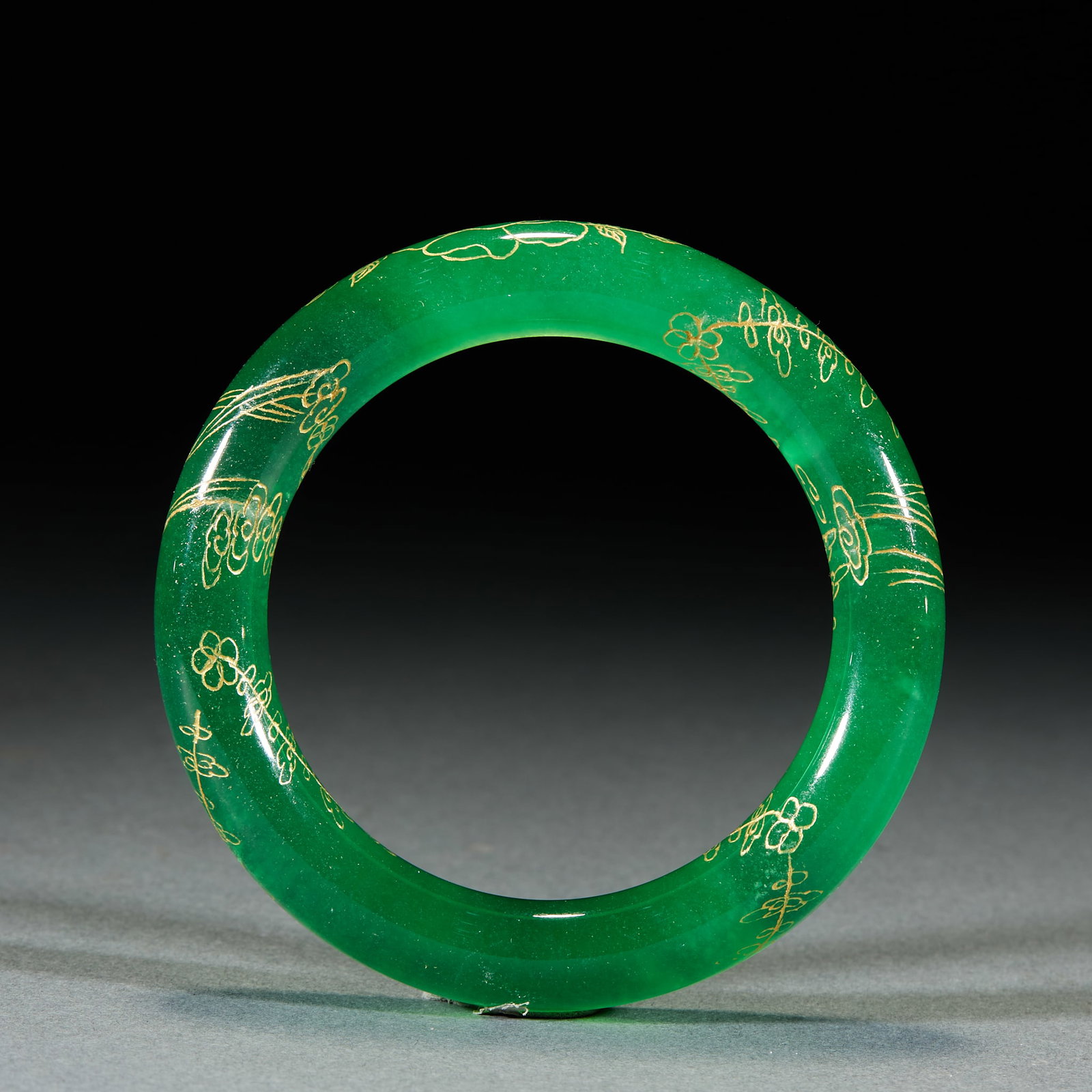 Gold Traced Jadeite Bangle - 5