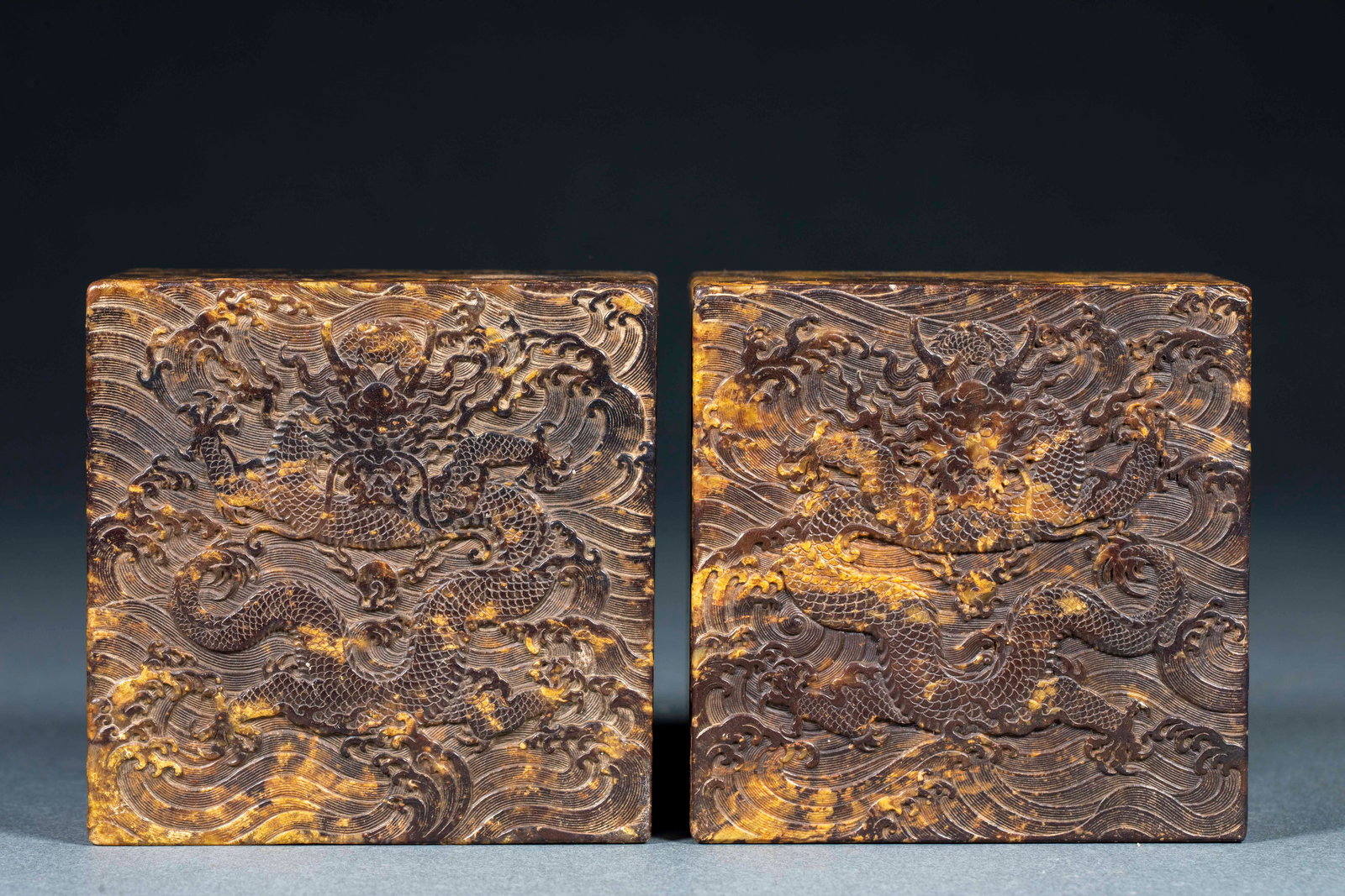 Qingtian Stone Dragon Pattern Seal, A Pair - 5