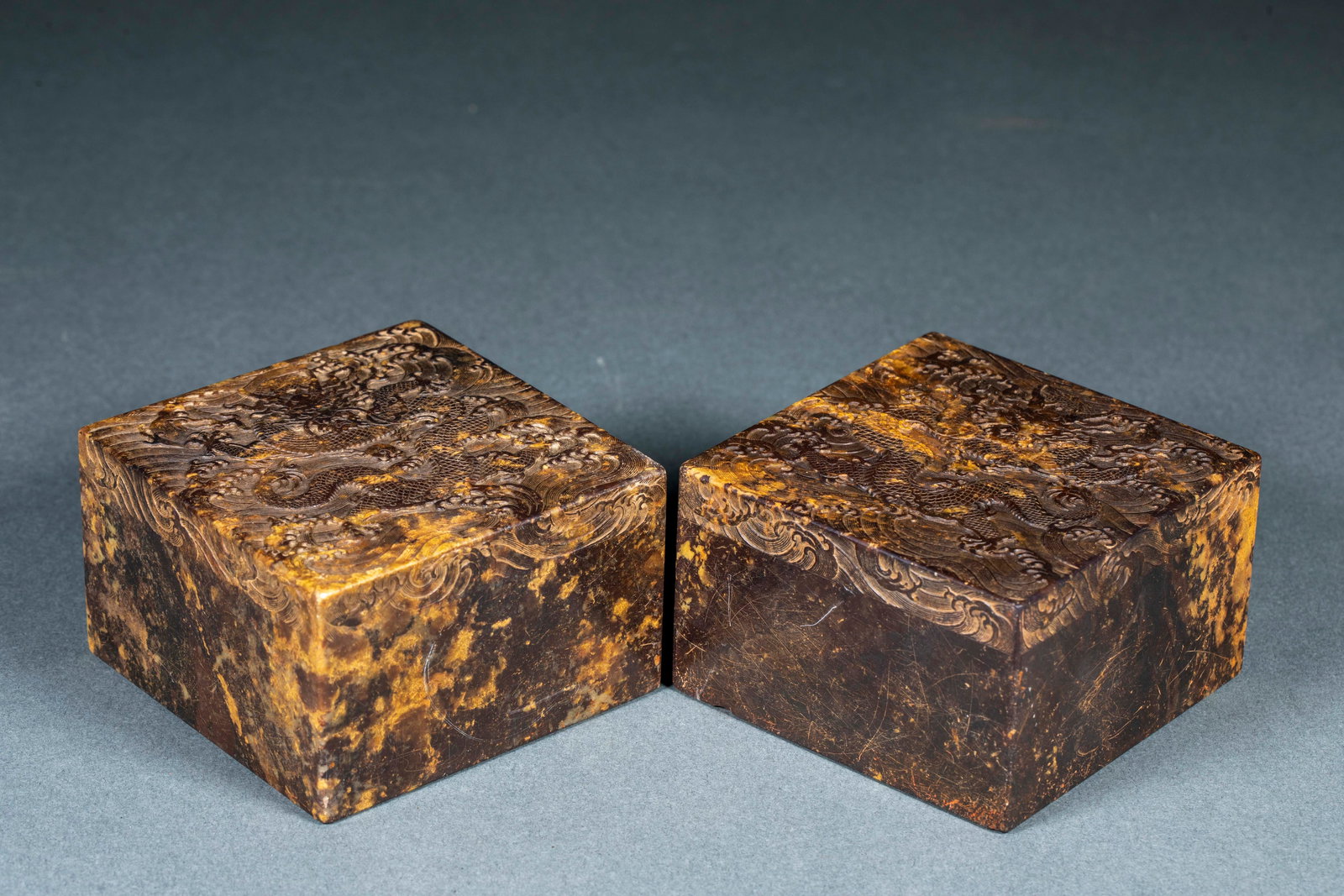 Qingtian Stone Dragon Pattern Seal, A Pair - 8