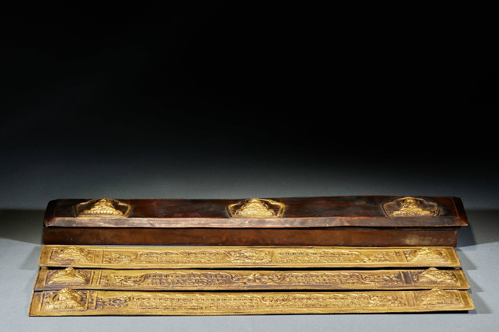 Gilt Bronze Buddhist Scriptures in Sanskrit Folder Binding - 2