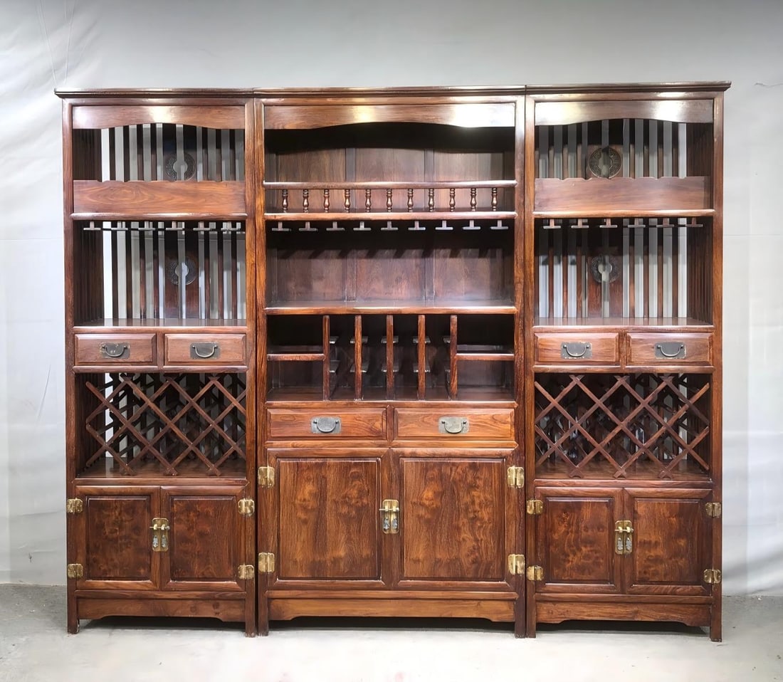 Huanghuali Full Ghost Face Three-Piece Cabinet (1 of 8)