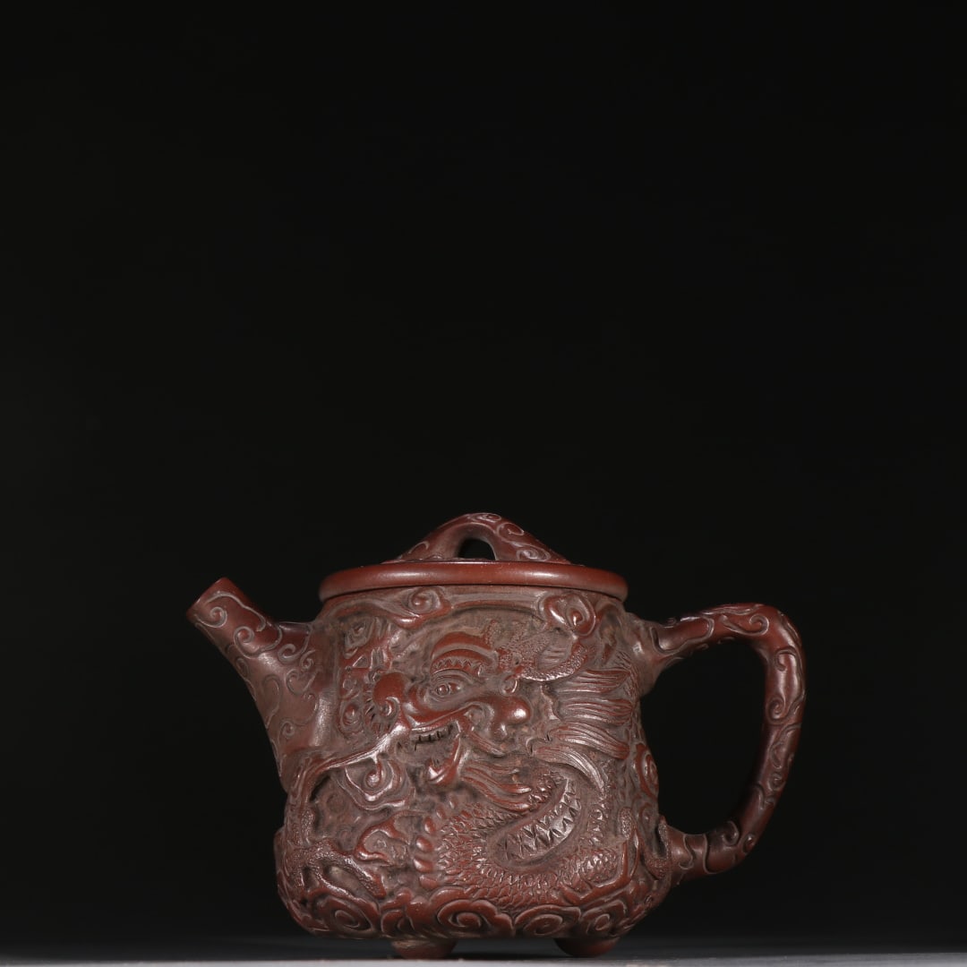 Ming Dynasty Xu Youquan Style Zisha Teapot with Carved Carp Leaping over Dragon Gate Pattern (1 of 9)