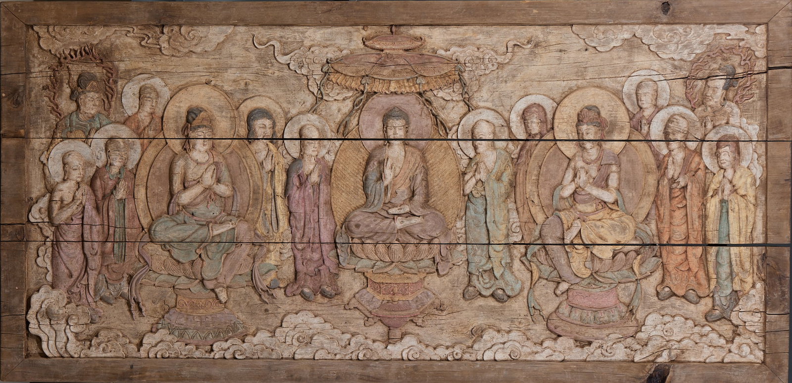 Cypress Wood Buddha Plaque Set (1 of 5)