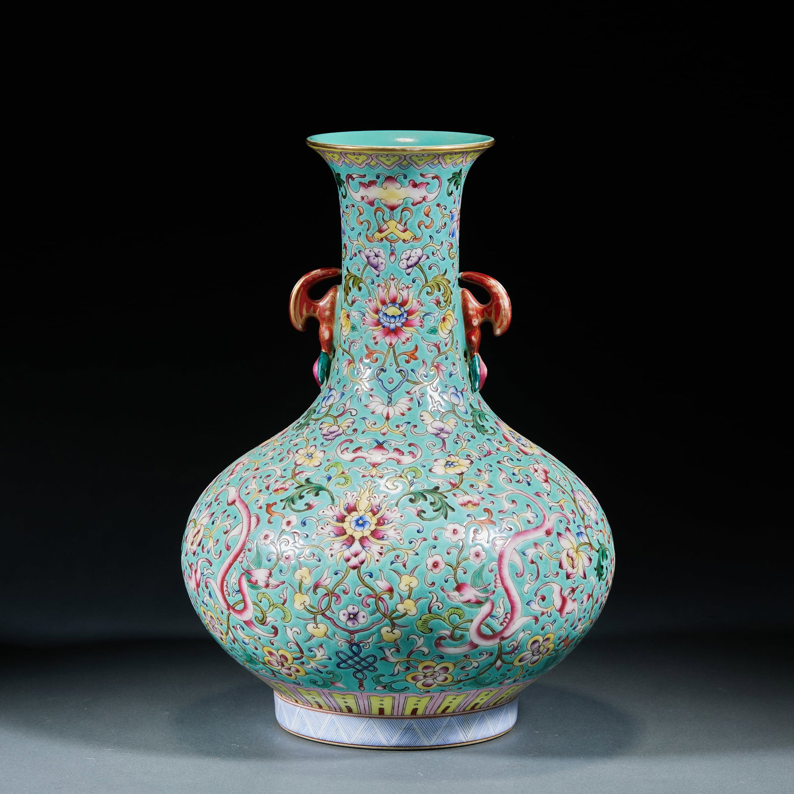Qianlong Mark Famille Rose Flower and Dragon Pattern Vase - 2
