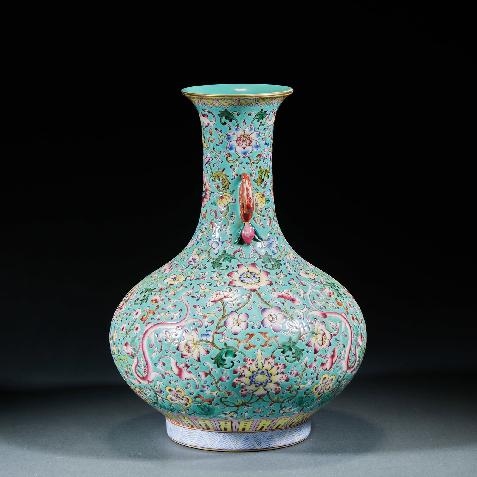 Qianlong Mark Famille Rose Flower and Dragon Pattern Vase - 5