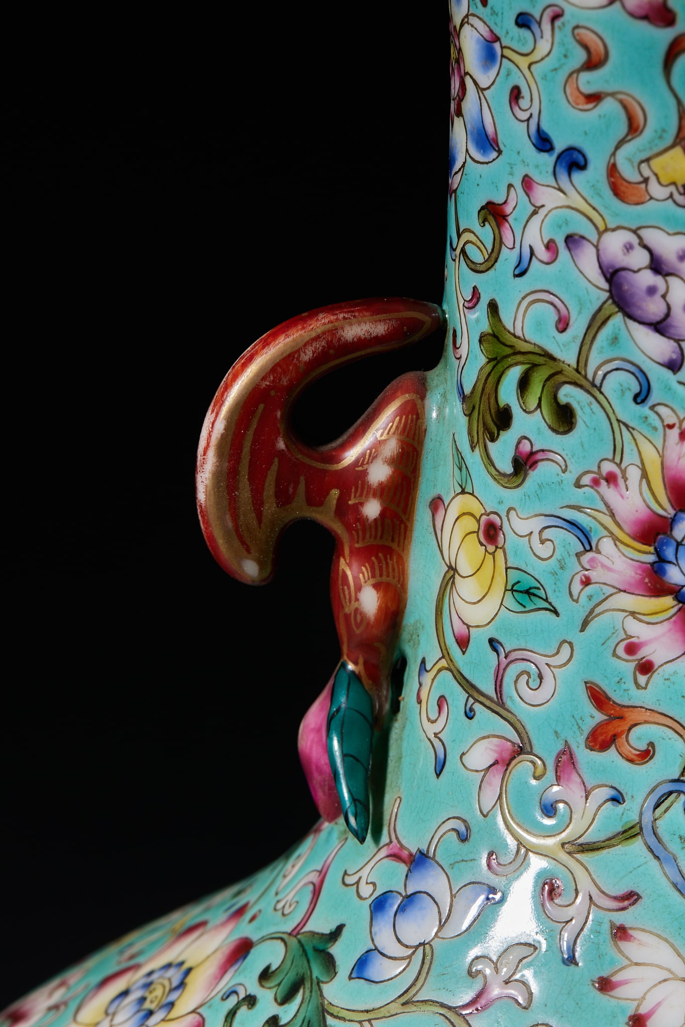 Qianlong Mark Famille Rose Flower and Dragon Pattern Vase - 7