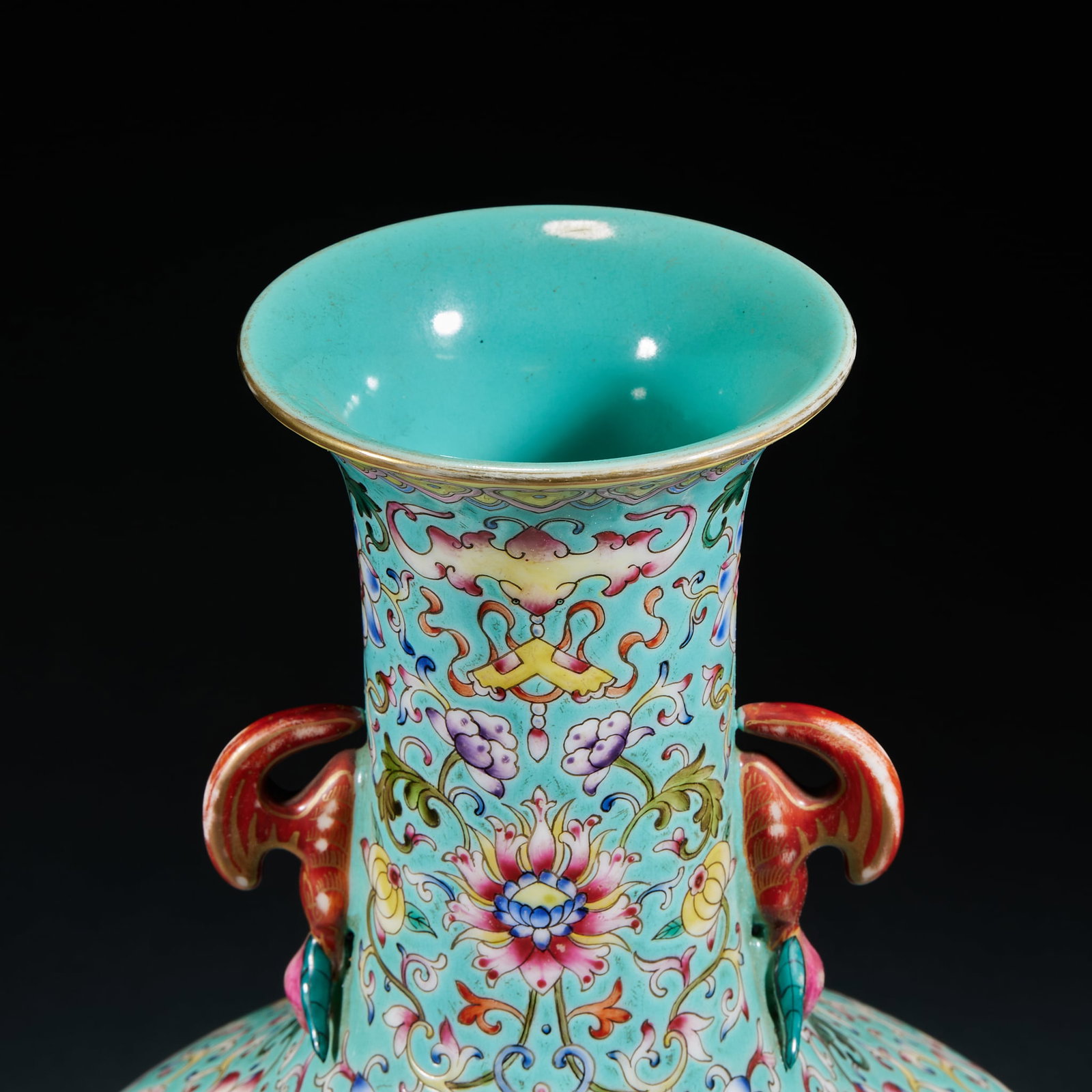 Qianlong Mark Famille Rose Flower and Dragon Pattern Vase - 8