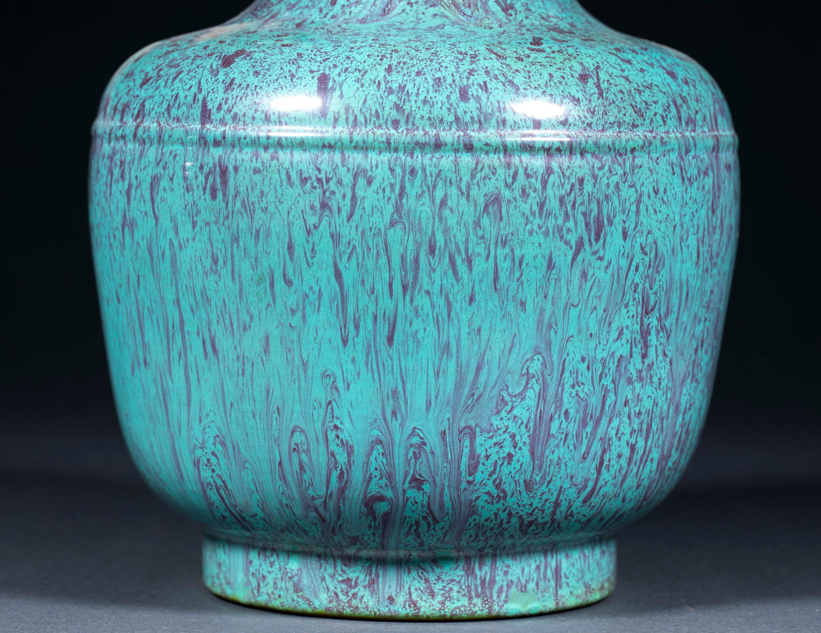 Jun Glaze String Pattern Double-Eared Club Vase - 4